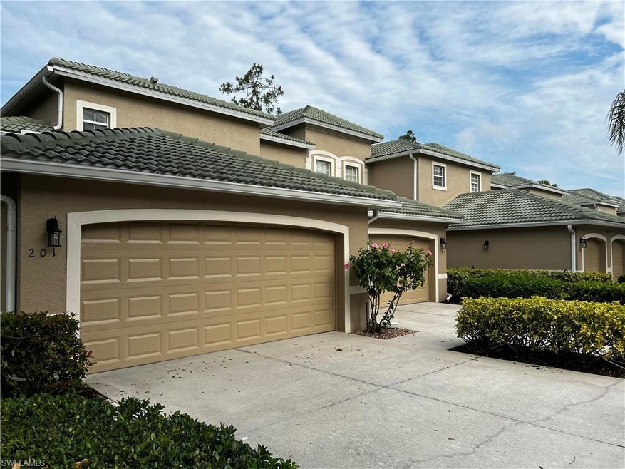 Exterior second floor with a 2 car garage