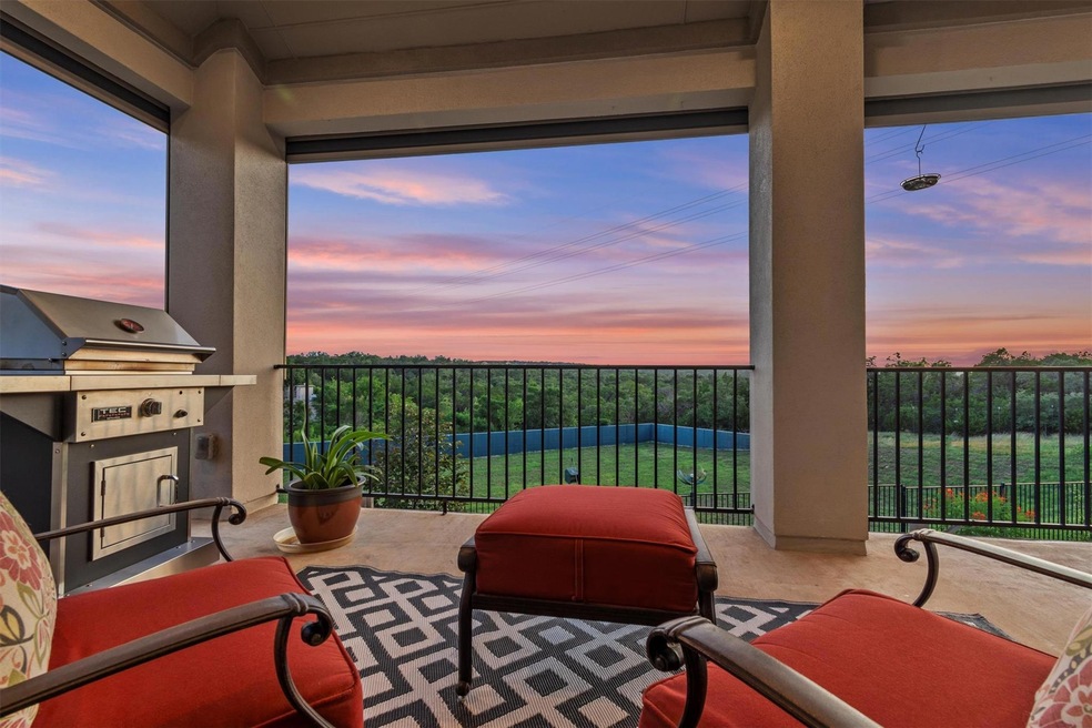 View of patio terrace at dusk