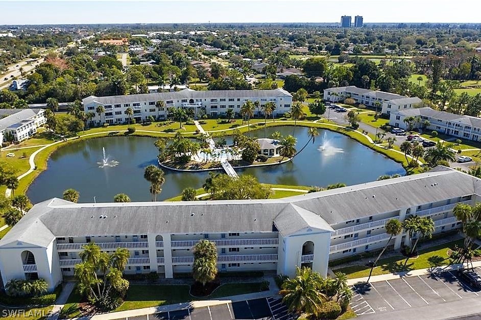 Overhead view of the building and community.