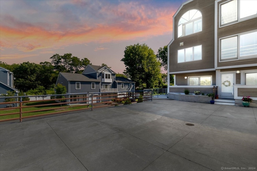 Twighlight view of the courtyard leading to the co