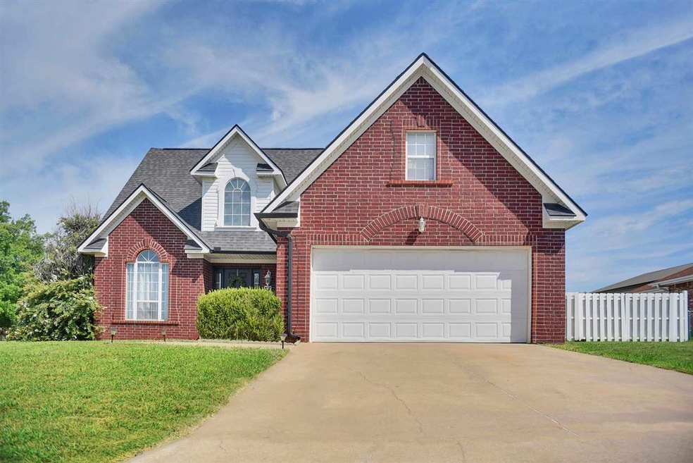 Front elevation of home. Front door faces South.