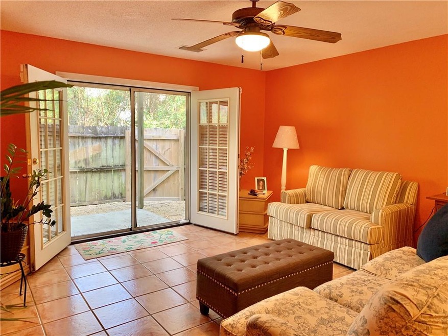 Family room with beautiful french doors.