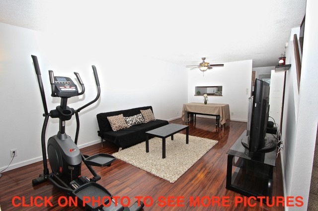 Living and dining room with beautiful wood laminat