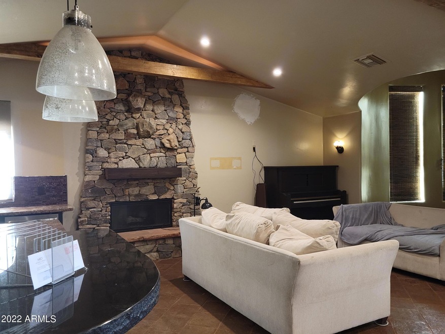 Great room stone fireplace