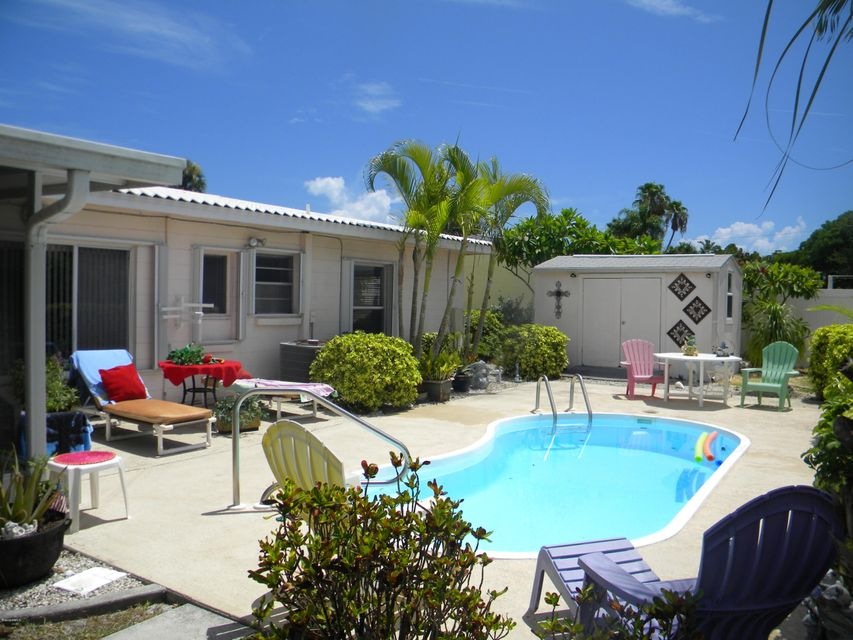 pool in fenced yard