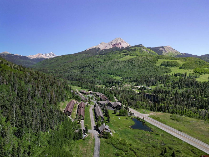 Cascade Village surrounded by San Juan Mountain range