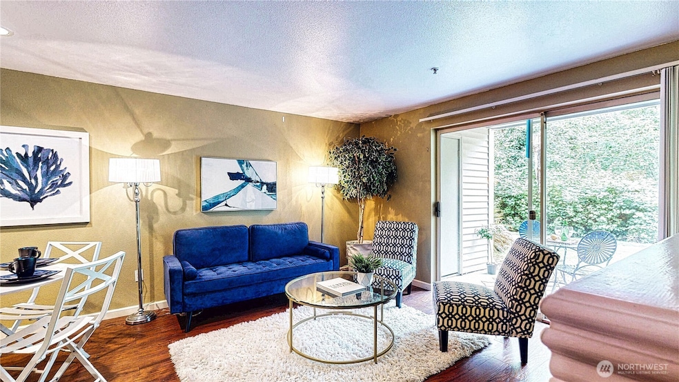 Living room with slider to patio