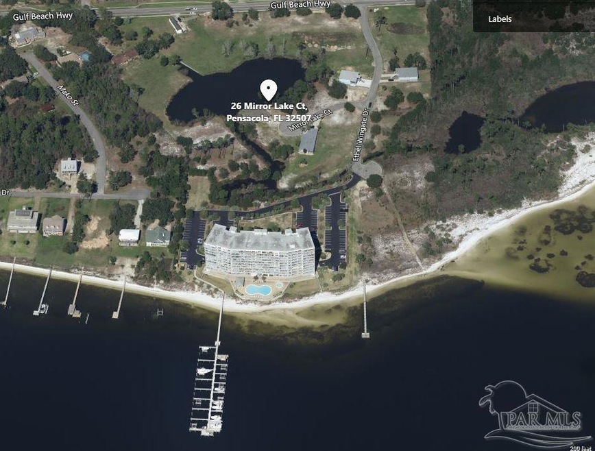Aerial View 26 Mirror Ct, lakefront, lagoon nearby