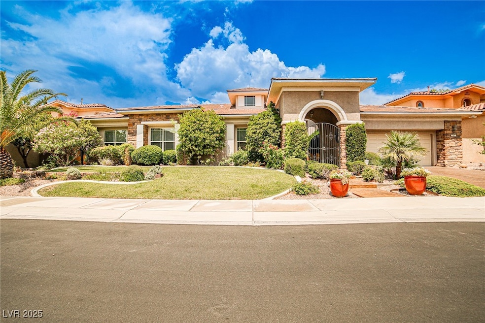 Mediterranean / spanish-style house with an attach