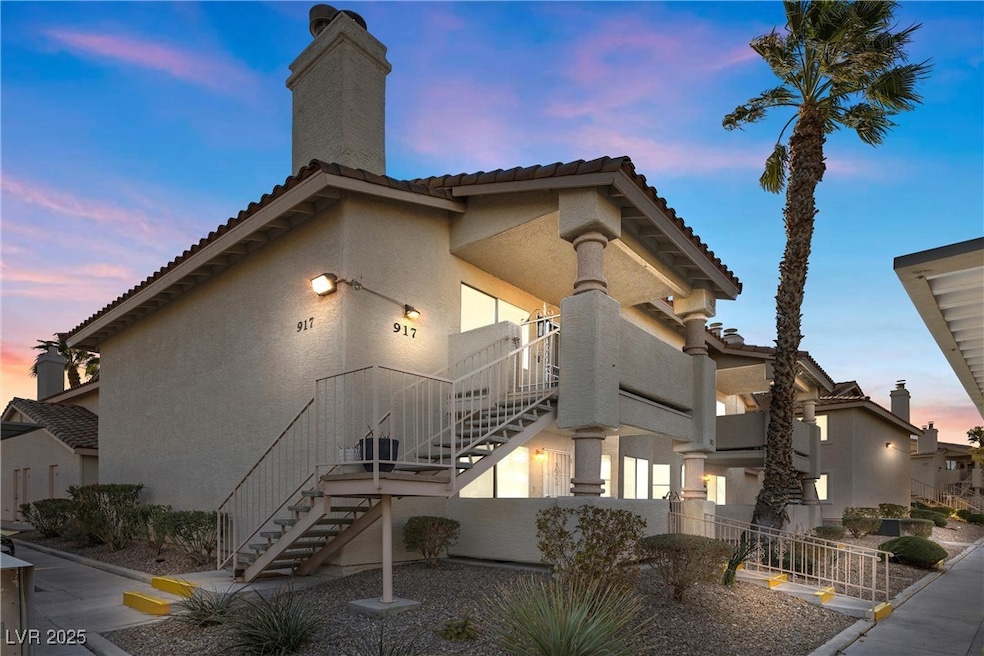 Property at dusk with stairway