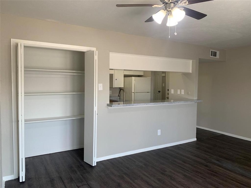 Spacious living area with additional closet space
