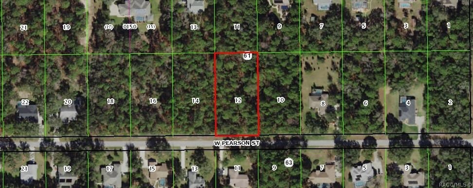 subject property outlined in red