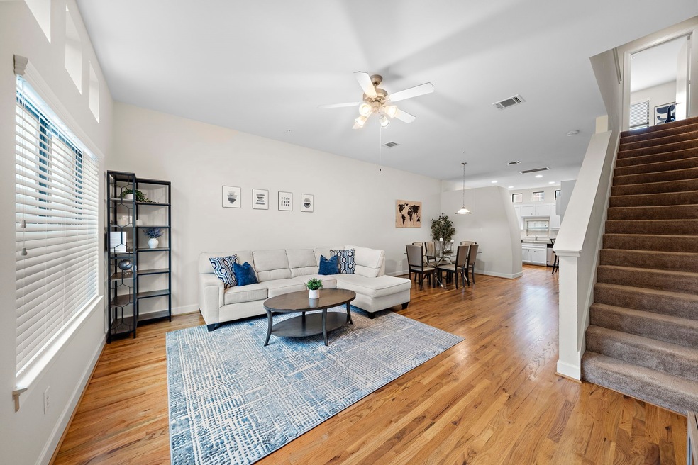 An expansive living space showcases an open layout