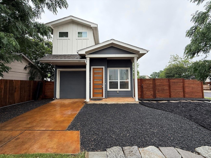 View of front facade with board and batten siding