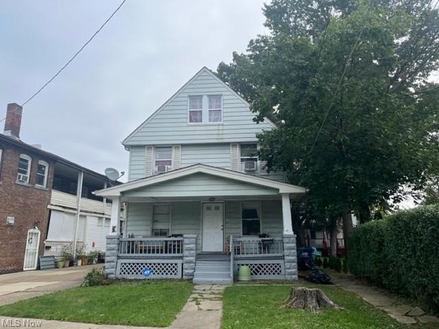 View of front of property featuring a porch