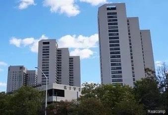 View of building exterior with a city view