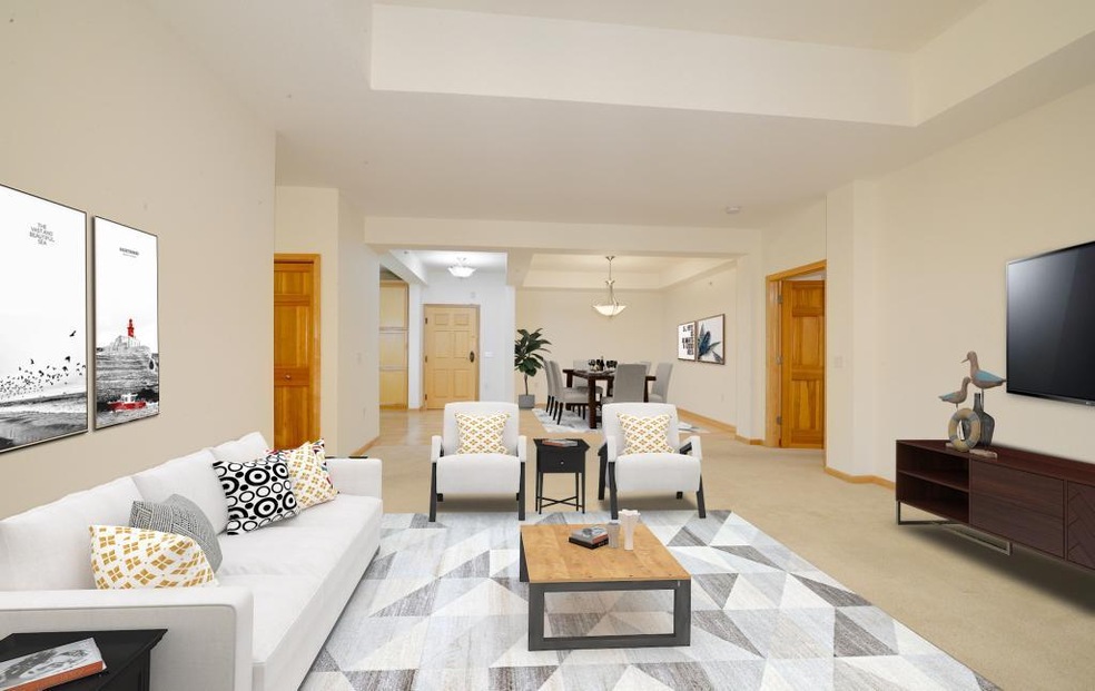 Living room and dining virtually staged