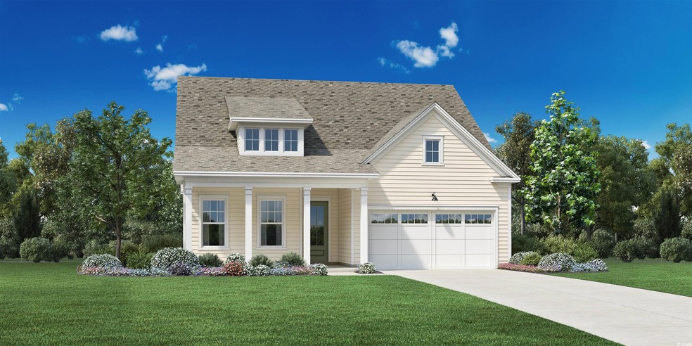 View of front of house with a front yard, a porch, concrete driveway, and a shingled roof