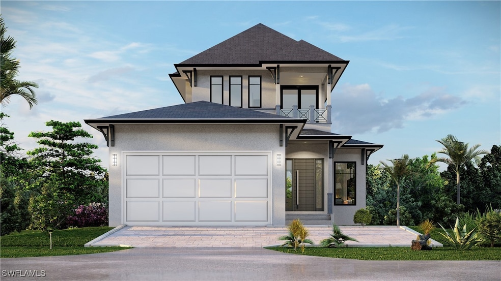 View of front of property featuring stucco siding,