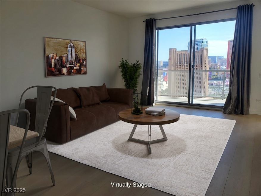 Virtually Staged, Living room featuring wood finis