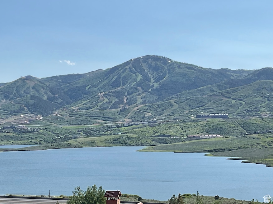 View of mountain background with a large body of water