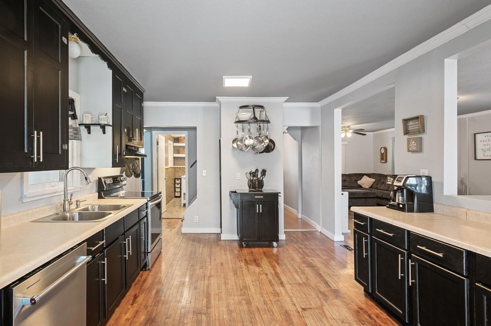 Kitchen with butcher block cart