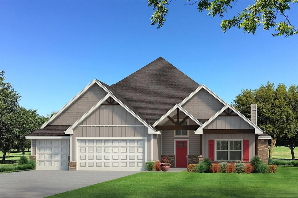 Craftsman-style home featuring a front yard, a chi