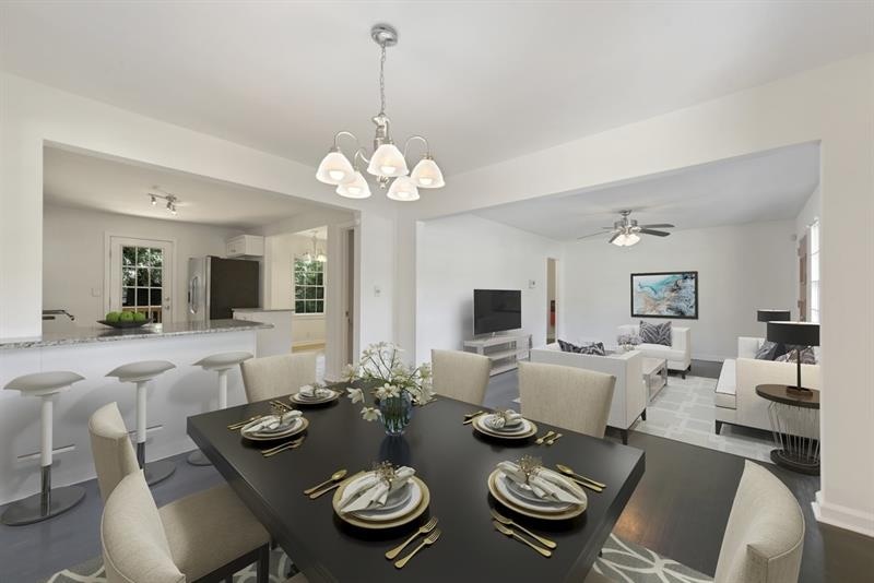 Virtually staged.  Spacious open plan.
