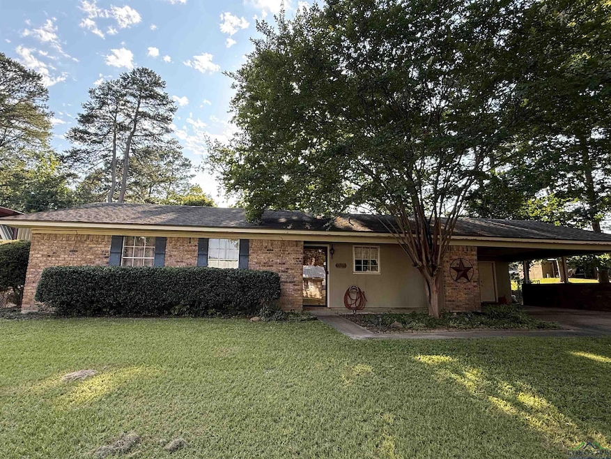 Ranch-style house featuring a front yard, a carport, and driveway