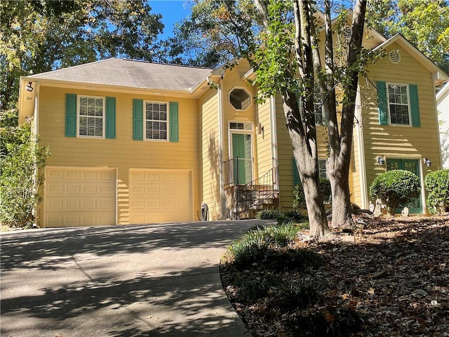 View of front of property with a garage