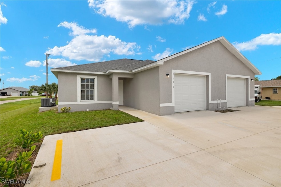 Ranch-style house featuring central AC, stucco sid