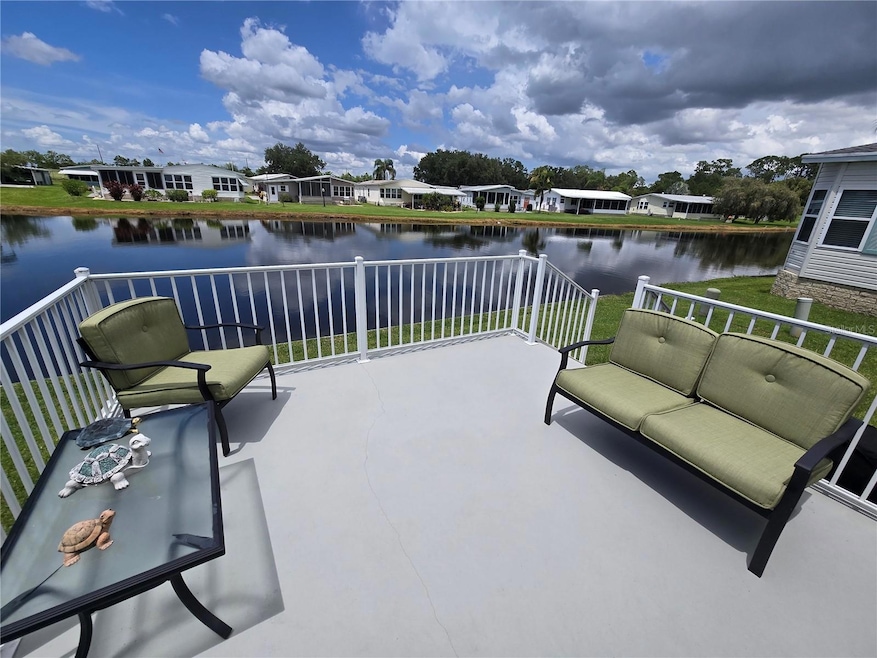 Patio on back, over looking the pond
