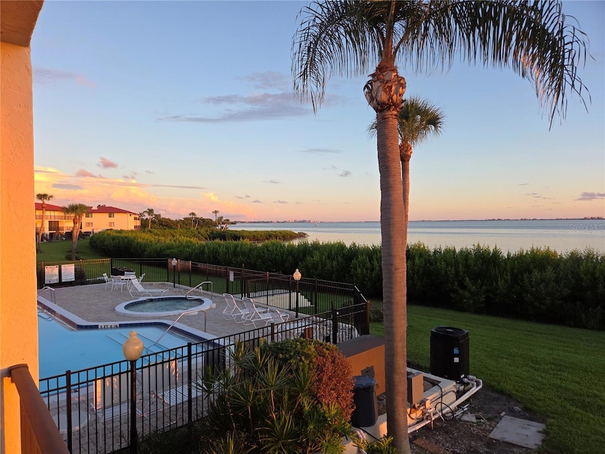 Community Pool and Ringling Bridge about sun down