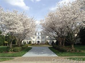 Waterfront estate home with tree lined entrance