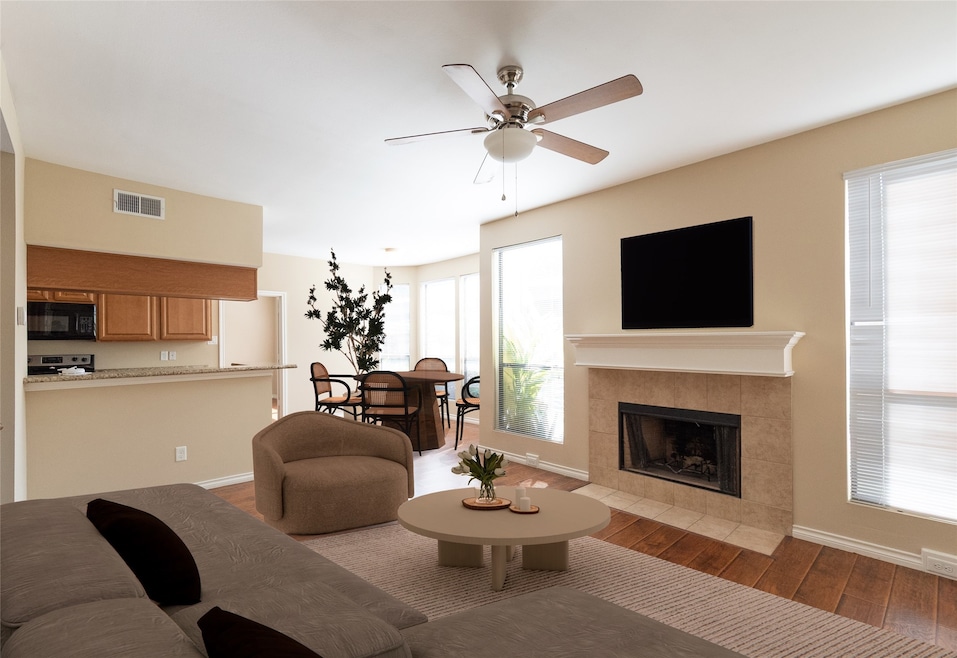 Living room virtually staged.