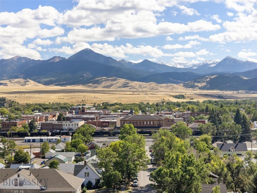 Downtown Livingston view from top of land