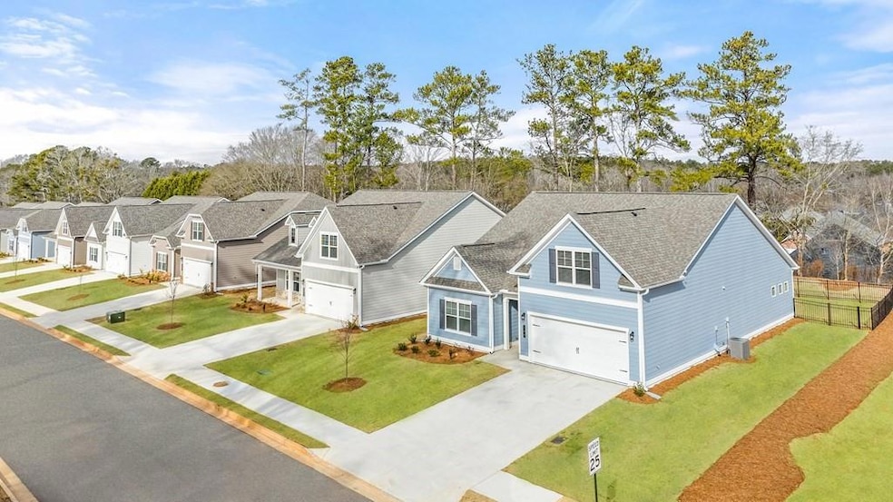 Aerial perspective of suburban area
