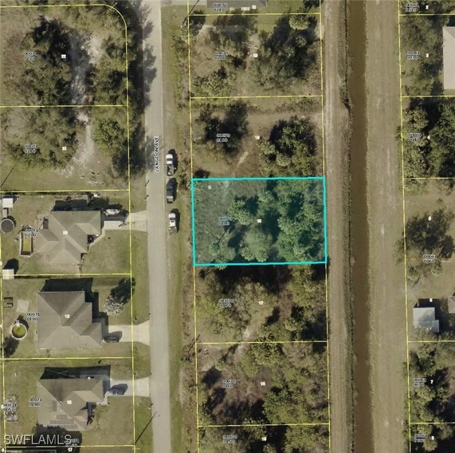 Aerial overview of property's location with property boundaries highlighted