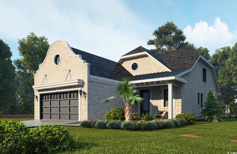 View of front facade with brick siding and a front yard