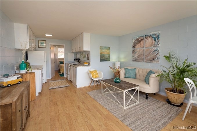 Completely open Kitchen, living room and dining ar