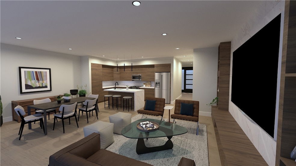 Medium Color Scheme - Cabinets and tile around TV