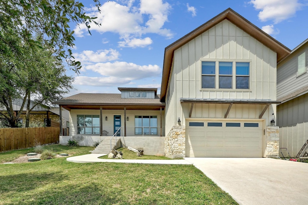 View of front of home featuring board and batten 