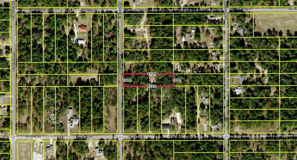 Aerial view highlighting the generous 0.95-acre lot dimensions. Ideal for investors or homebuilders, this spacious parcel offers ample room to bring your vision to life.