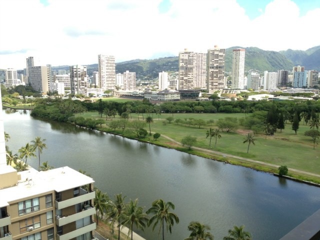 This is the view of the Ala Wai Canal, Golf Course
