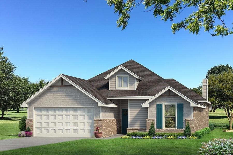 Craftsman-style home with a front lawn and a garage
