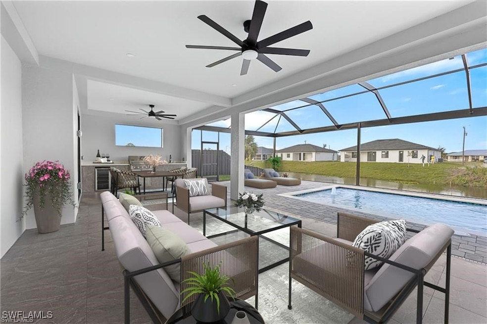 Virtually Staged-View of patio with an outdoor liv