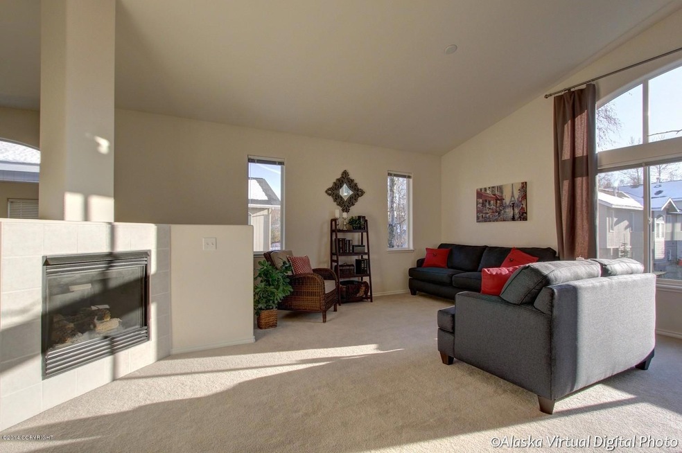 Living Room with Vaulted Ceiling
