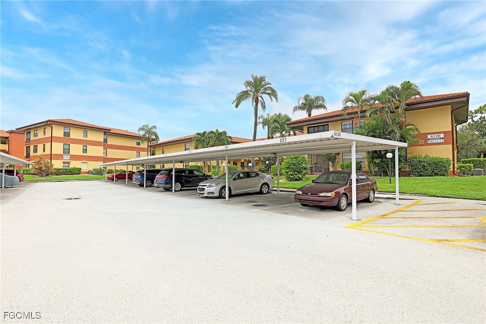 View of covered parking lot