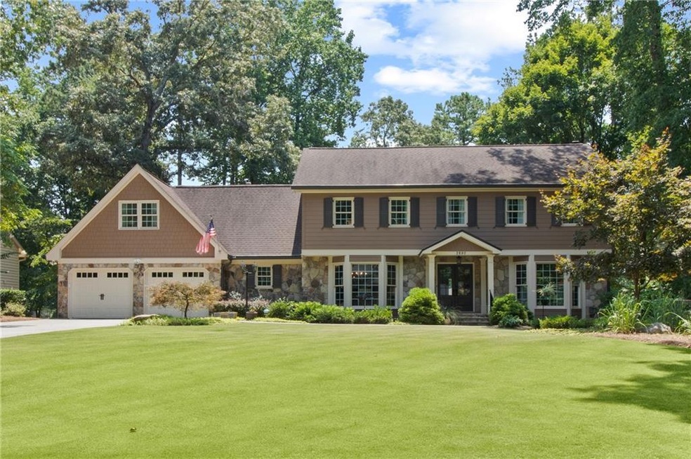 View of front of home featuring a two car garage, 