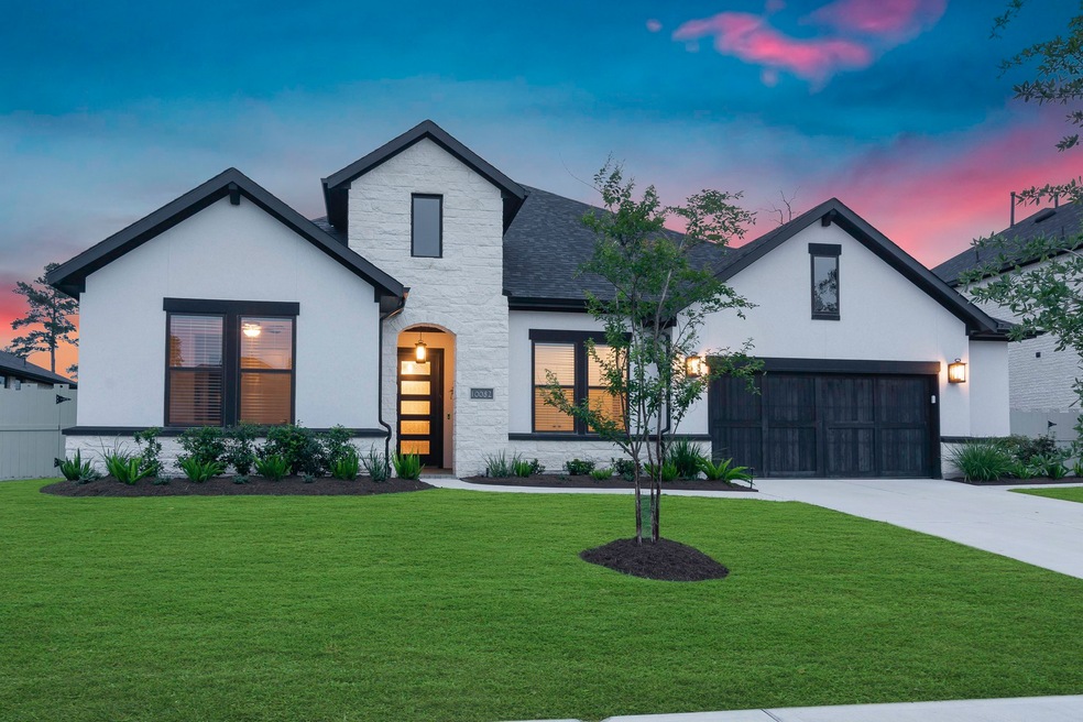 Contemporary design by Drees Custom Homes. Located in the highly sought-after community of Harper.s Preserve. This beautiful one-story home has an attractive curb appeal that's both elegant & welcoming. Stone & stucco exterior in today's desirable paint tones, window frame color & clean lines that are simplistic and pleasing to the eye. The Presley floor plan is most functional providing all usable living space & has oversized garage. PRIME LOT LOCATION w/Waterview.